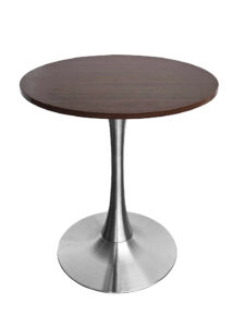 TULIP TABLE - SILVER & ROUND TOP - WOOD (TB5 - S - RBR)