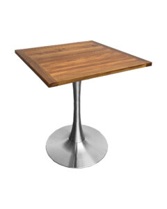 TULIP TABLE - SILVER & SQUARE TOP - TEAK WOOD (TB5 - S - STK)