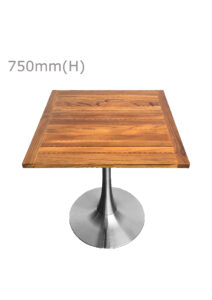 TULIP TABLE - SILVER & SQUARE TOP - TEAK WOOD (TB5 - S - STK)