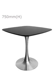 TULIP TABLE - SILVER & SQUARISH TOP - BLACK (TB5 - S - SB)