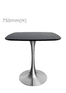 TULIP TABLE - SILVER & SQUARISH TOP - BLACK (TB5 - S - SB)