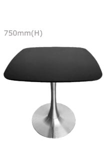 TULIP TABLE - SILVER & SQUARISH TOP - BLACK (TB5 - S - SB)