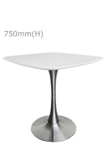TULIP TABLE - SILVER & SQUARISH TOP - WHITE (TB5 - S - SW)
