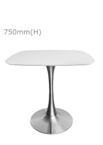 TULIP TABLE - SILVER & SQUARISH TOP - WHITE (TB5 - S - SW)