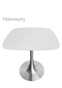 TULIP TABLE - SILVER & SQUARISH TOP - WHITE (TB5 - S - SW)
