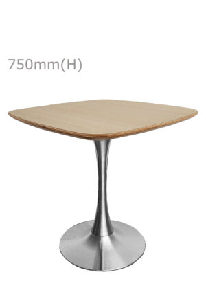 TULIP TABLE - SILVER & SQUARISH TOP - WOOD (TB5 - S - SBR)