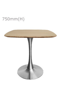 TULIP TABLE - SILVER & SQUARISH TOP - WOOD (TB5 - S - SBR)