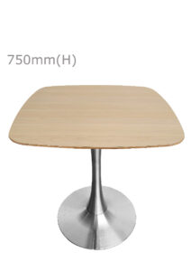 TULIP TABLE - SILVER & SQUARISH TOP - WOOD (TB5 - S - SBR)