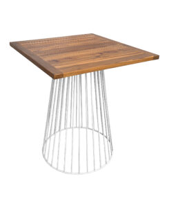 TULIP TABLE - WHITE & SQUARE TOP - TEAK WOOD (TB20 - W - STK)