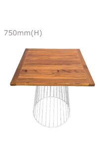 TULIP TABLE - WHITE & SQUARE TOP - TEAK WOOD (TB20 - W - STK)