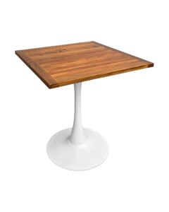 TULIP TABLE - WHITE & SQUARE TOP - TEAK WOOD (TB5 - W - STK)