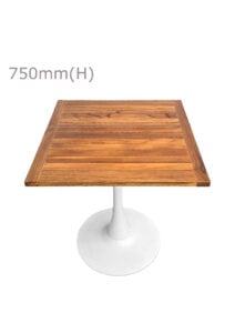TULIP TABLE - WHITE & SQUARE TOP - TEAK WOOD (TB5 - W - STK)