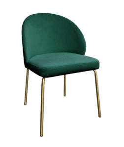 The Alura™ Chair features an emerald green upholstered seat and backrest with four slim gold legs for a modern look.