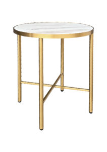 LUXCO™ ROUND COFFEE TABLE - GOLD & BIANCO WHITE (CT35 - RGW)