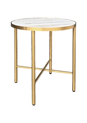 LUXCO™ ROUND COFFEE TABLE - GOLD & BIANCO WHITE (CT35 - RGW)