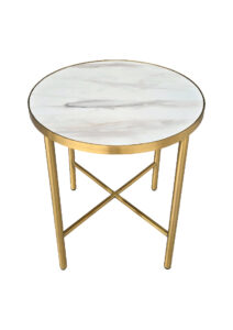LUXCO™ ROUND COFFEE TABLE - GOLD & BIANCO WHITE (CT35 - RGW)