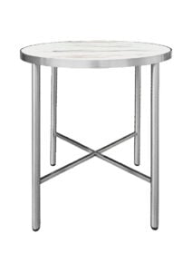 LUXCO™ ROUND COFFEE TABLE - SILVER & BIANCO WHITE (CT35 - RSW)