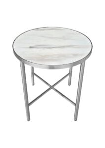 LUXCO™ ROUND COFFEE TABLE - SILVER & BIANCO WHITE (CT35 - RSW)