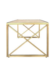 LUXCO™ ATELIER LONG COFFEE TABLE - GOLD & MATERA BEIGE (CT16 - LGE) SIDE