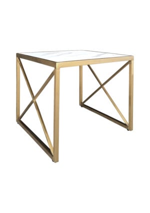 LUXCO™ ATELIER SQUARE COFFEE TABLE - GOLD & BIANCO WHITE (CT4 - SGW)