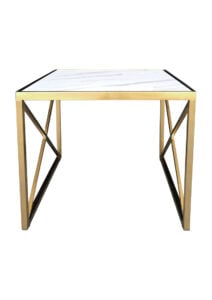 LUXCO™ ATELIER SQUARE COFFEE TABLE - GOLD & BIANCO WHITE (CT4 - SGW) FRONT
