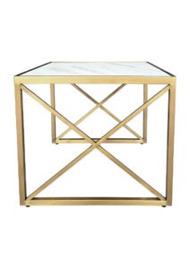 LUXCO™ ATELIER SQUARE COFFEE TABLE - GOLD & BIANCO WHITE (CT4 - SGW) SIDE