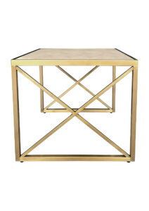 LUXCO™ ATELIER SQUARE COFFEE TABLE - GOLD & MATERA BEIGE (CT4 - SGE) SIDE