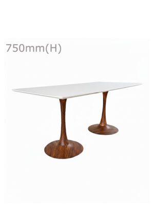 TULIP TABLE - WOOD & LONG TOP - WHITE (TB5 - BR - LW)