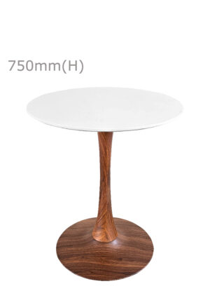 TULIP TABLE - WOOD & ROUND TOP - WHITE (TB5 - BR - RW)