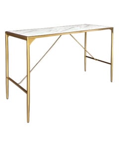 LUXCO™ ATELIER LONG BAR TABLE - GOLD & BIANCO WHITE (BT14 - LGW)