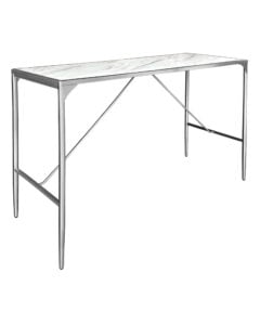 LUXCO™ ATELIER LONG BAR TABLE - SILVER & BIANCO WHITE (BT14 - LSW)
