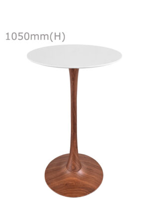 TULIP BAR TABLE - WOOD & ROUND TOP - WHITE (BT10 - BR - RW)