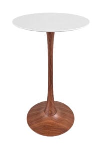 TULIP BAR TABLE - WOOD & ROUND TOP - WHITE (BT10 - BR - RW)
