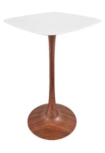 TULIP BAR TABLE - WOOD & SQUARISH TOP - WHITE (BT10 - BR - SW)