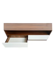 MIRO TV CONSOLE - 2M - WHITE & WALNUT (TVC11) DRAWER OPEN