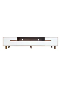 MIRO TV CONSOLE - 2M - WHITE & WALNUT (TVC11) FRONT