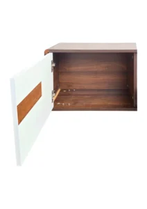 MIRO TV CONSOLE - 2M - WHITE & WALNUT (TVC11) SIDE OPEN CLOSEUP