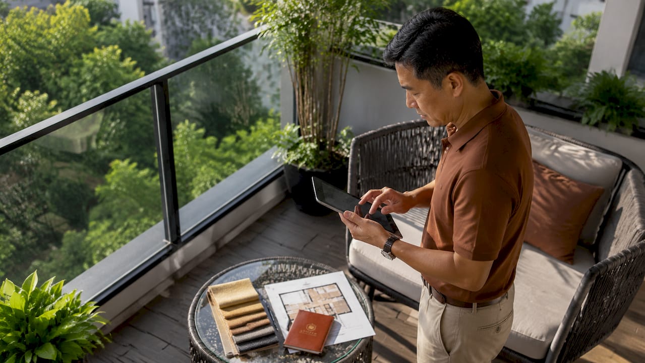 Landlord reviewing rental furniture budget