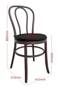 BENTWOOD CHAIR BROWN - BLACK SEAT (CH6 - BRB) MEASUREMENT