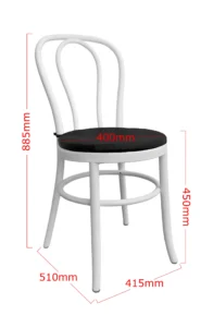 BENTWOOD CHAIR WHITE - BLACK SEAT (CH6 - WB) MEASUREMENT
