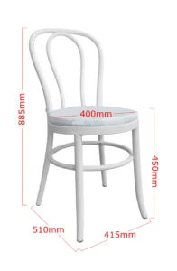 BENTWOOD CHAIR WHITE - WHITE SEAT (CH6 - WW) MEASUREMENT