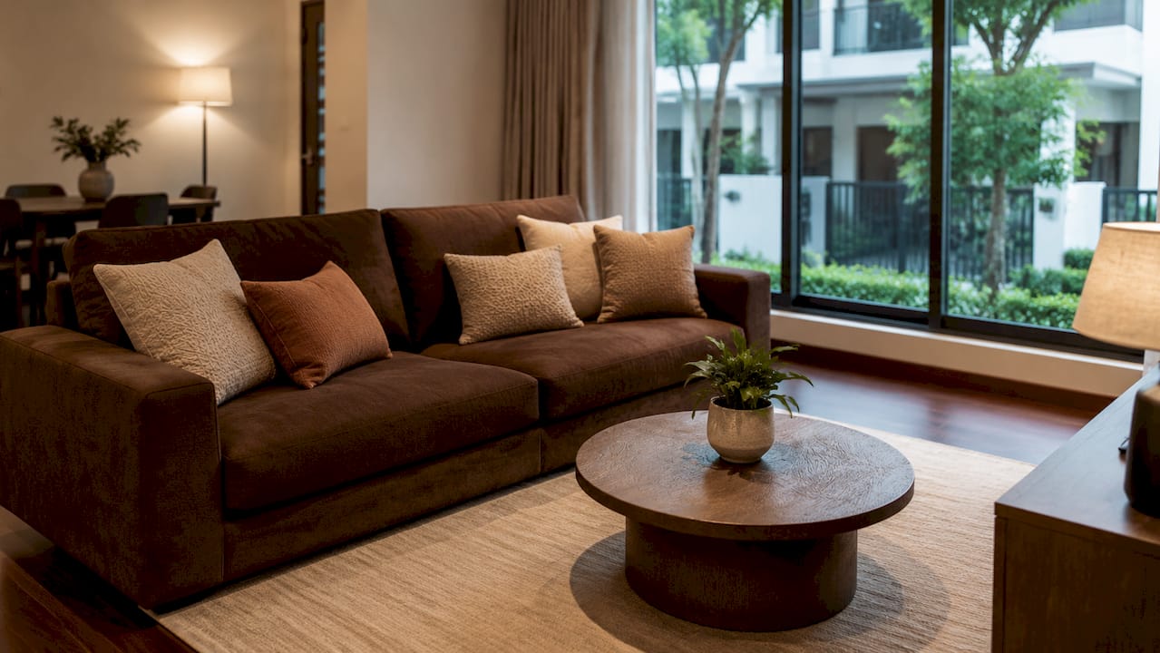 Staged living room in vacant landed home in Singapore