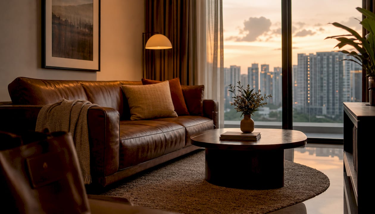 Designer furniture in Singapore condo living room