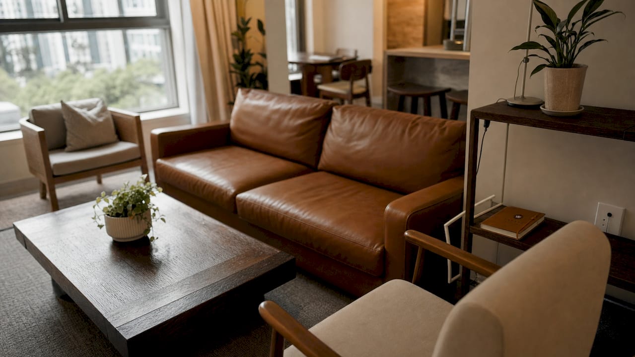 Developer staging in Singapore condominium living area