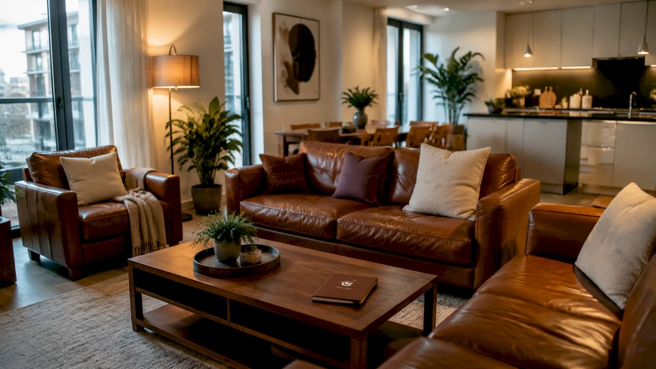 Sunny furnished condo living room in Singapore