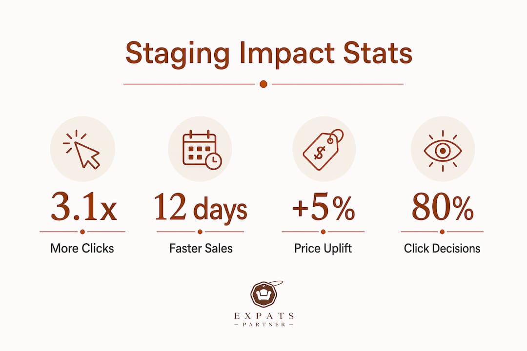 Infographic showing staging impact statistics on listings