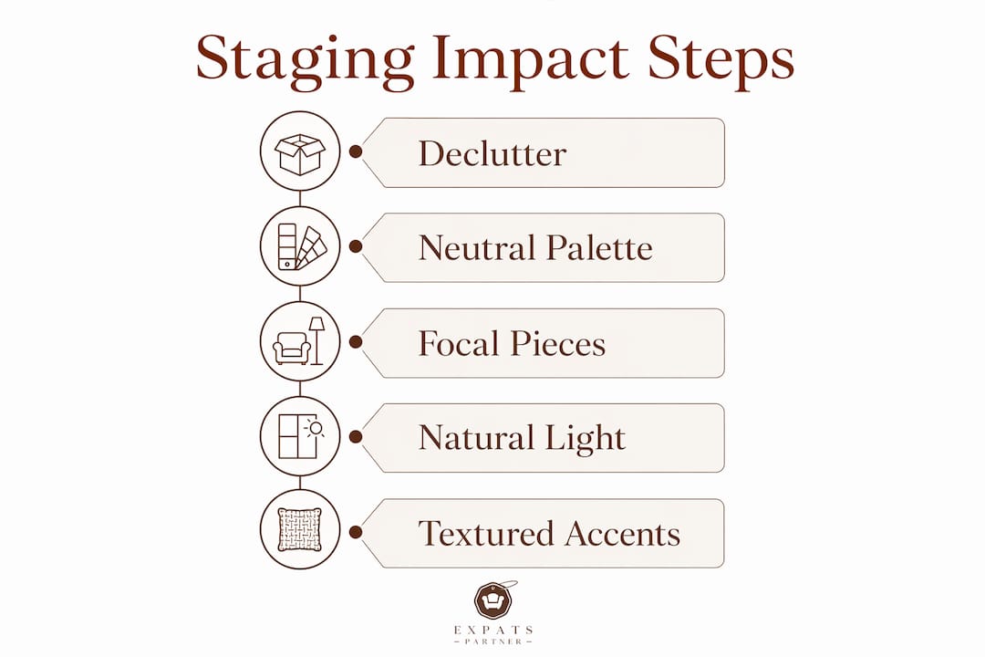 Infographic displaying key steps for fast staging impact