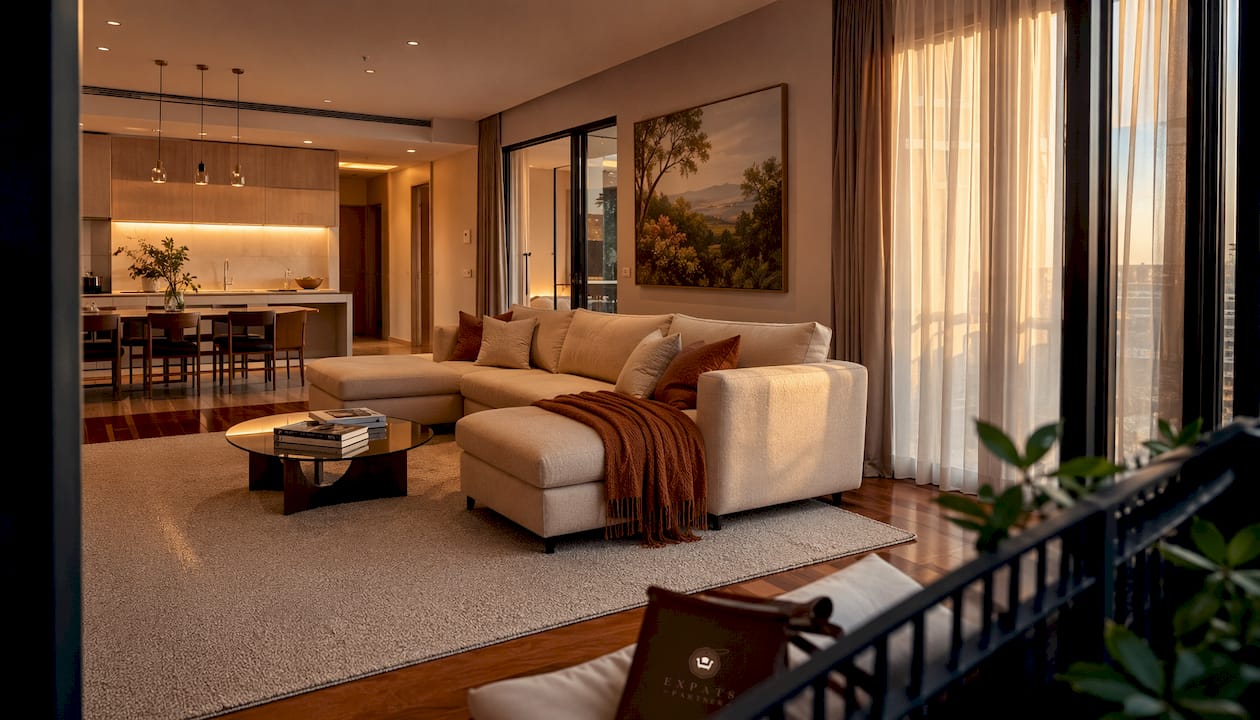 Staged condo living room in Singapore