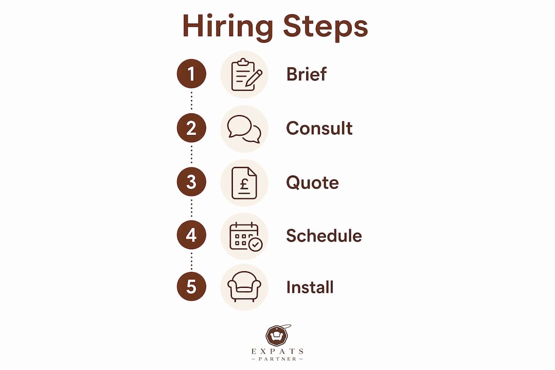 Infographic showing steps to hire home stager in Singapore