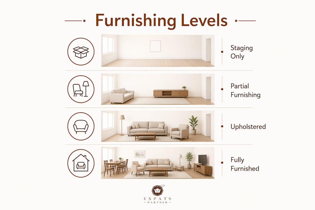 Infographic illustrating rental furnishing levels